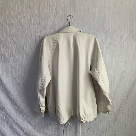 Low Classic Designer Korean Brand White Faux Leather Cargo Oversized Jacket - Picture 8 of 13